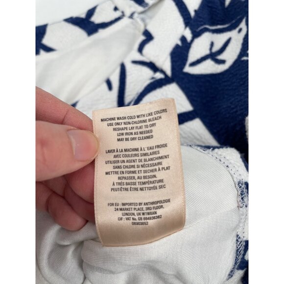 Anthropologie Maeve Amiens Blue Floral Midi Flared Skirt Top Set Womens Medium - Picture 4 of 12